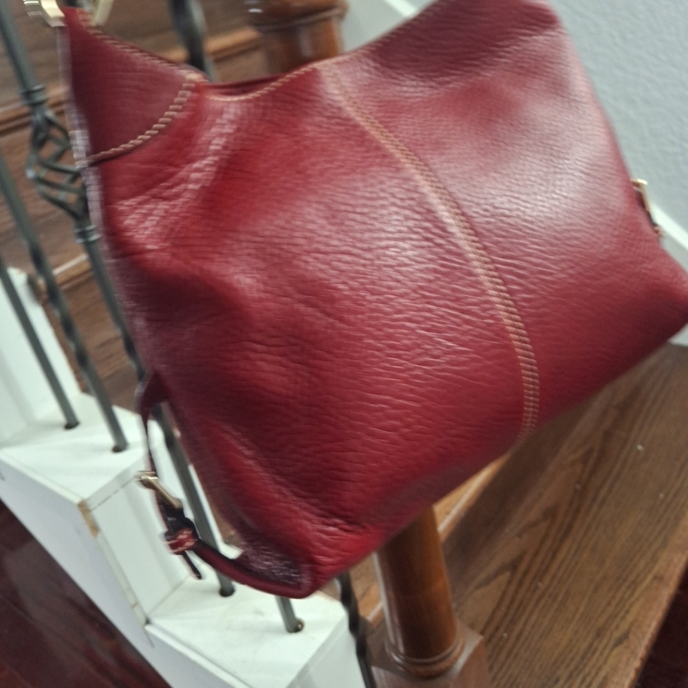 Dooney & Bourke Deep Red Pebbled Leather Shoulder Bag - Picture 4 of 14